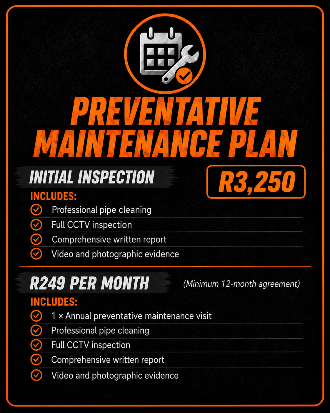 Preventative maintenance plan pricing Preventative maintenance plan pricing
